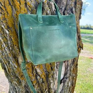 Portland Leather Goods Mini Crossbody Tote Cowboy Mint